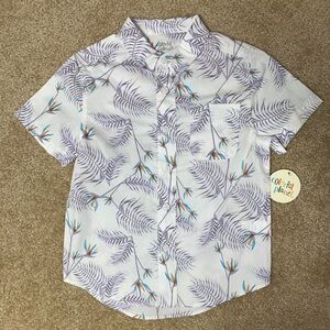 Colorful Planet Hawaiian tropical print Button Down Shirt boys XS 5 palms